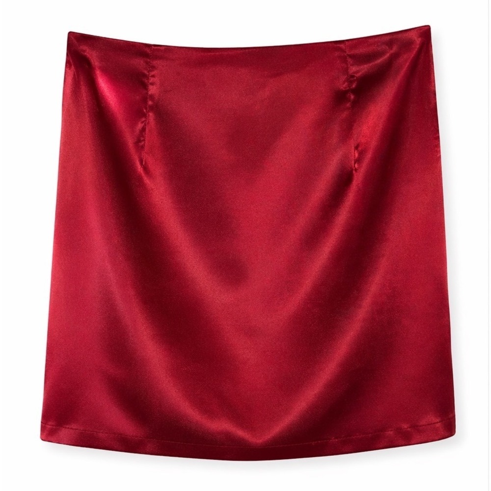 Windsor Red Satin Mini Skirt Size M Wine Bodycon Back Zip Night Out Glam Y2K